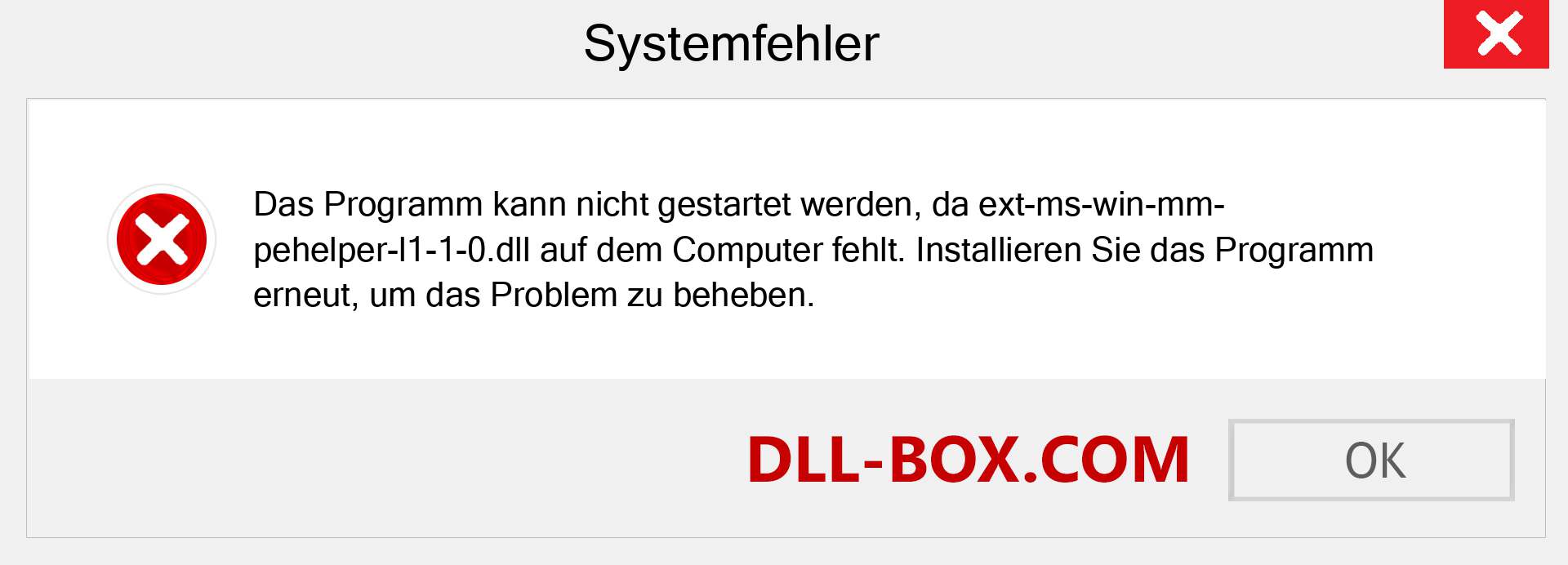 ext-ms-win-mm-pehelper-l1-1-0.dll-Datei fehlt?. Download für Windows 7, 8, 10 - Fix ext-ms-win-mm-pehelper-l1-1-0 dll Missing Error unter Windows, Fotos, Bildern